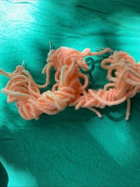 Peach Yarn Fringe Drop Earrings - Women's Fashion Jewelry